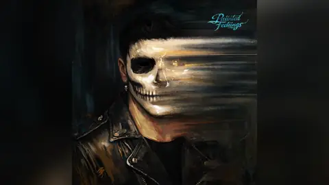 Official Paiinted Feeliings EP cover: a painted portrait of Talwiinder in a leather jacket with half his face painted as a skull